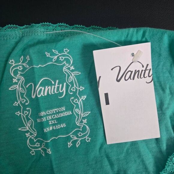 Vanity Womens Y2K Babydoll Tank Top 2XL Turquoise Flowy Lace Trim Feminine NWT - Picture 5 of 7